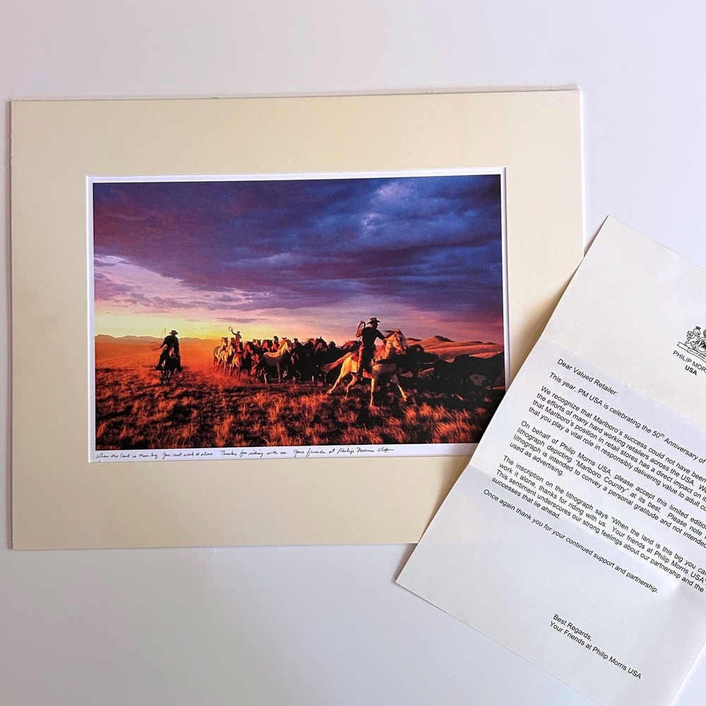 2005 Marlboro 50th Anniversary Lithograph Ltd Ed Cowboy Art Print W/ Letter‎ NOS